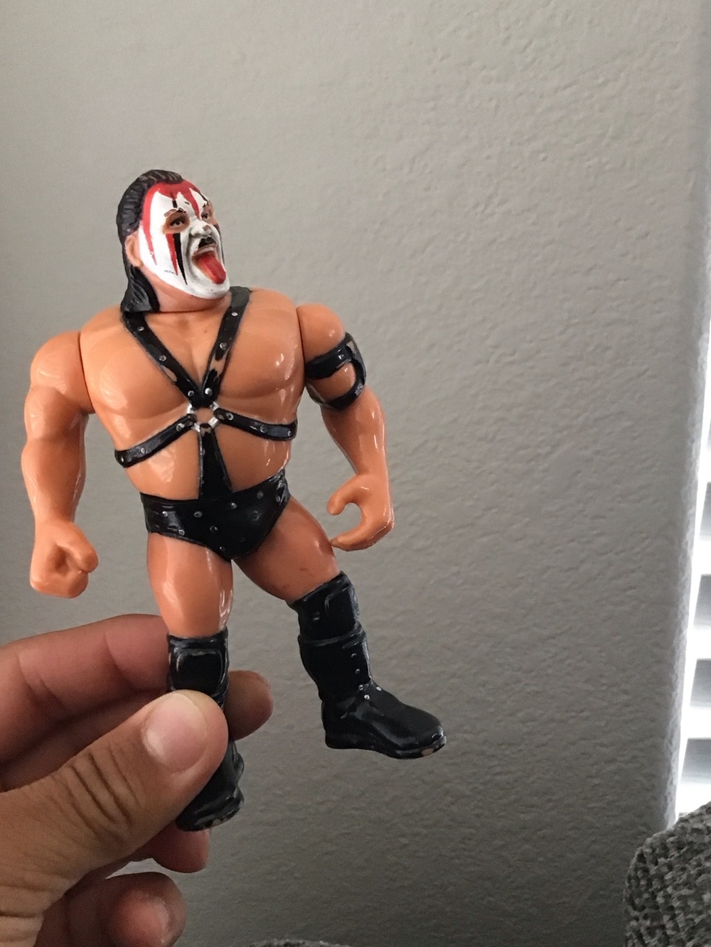 Wrestling Action Figure - Black Harness & Boots, Flesh-Tone Body